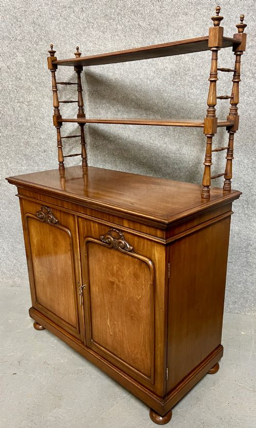 ANTIQUE MAHOGANY CHIFFONIER WITH OPEN BOOK SHELVES - ADDITIONAL PHOTO 2