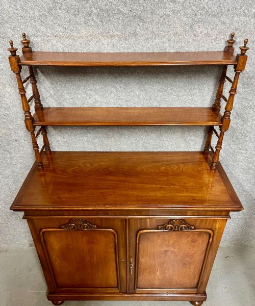 ANTIQUE MAHOGANY CHIFFONIER WITH OPEN BOOK SHELVES - ADDITIONAL PHOTO 4
