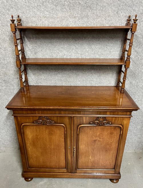 ANTIQUE MAHOGANY CHIFFONIER WITH OPEN BOOK SHELVES - ADDITIONAL PHOTO 5