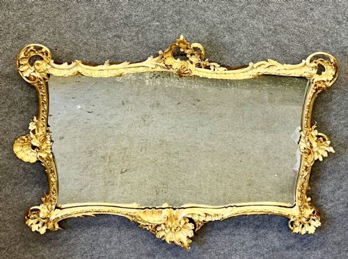 Antique Rococo Gilded Overmantel Mirror