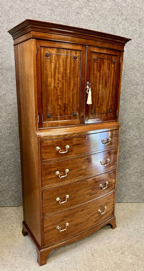 Bow Fronted Mahogany Linen Press