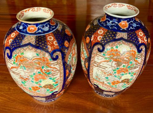 Pair of Antique Imari Vases