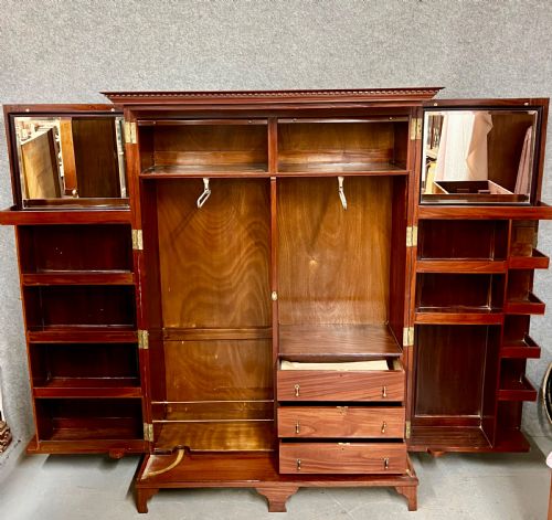 Edwardian Mahogany & Inlaid Compactum Wardrobe