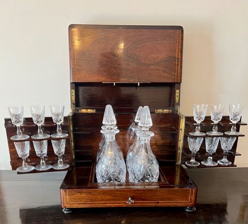 Antique Rosewood "Cave a Liqueur" Tantalus