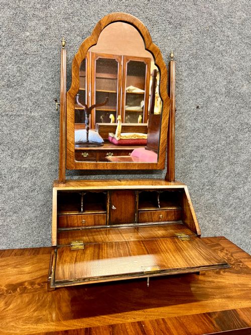Unusual Queen Anne Style Bureau Dressing Mirror