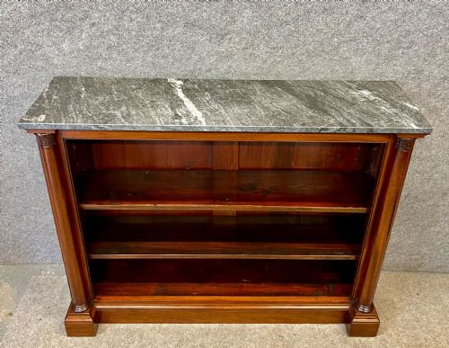 Victorian Mahogany & Marble Top Open Bookcase