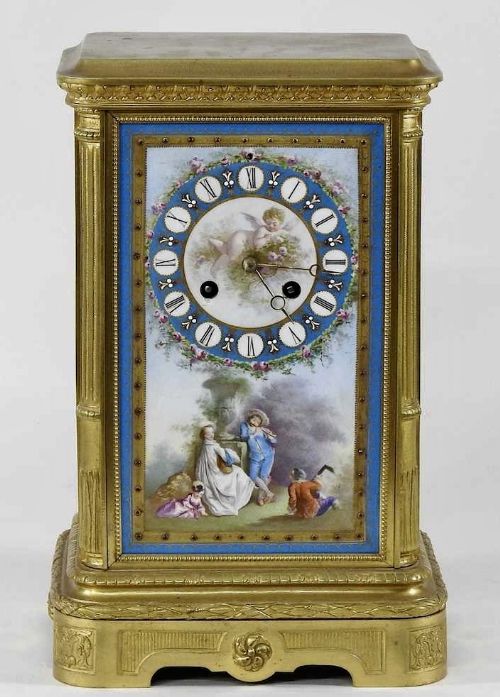 Tiffany & Co. French Ormolu & Porcelain Mantel Clock