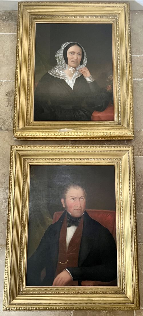 Large Pair of 19th. C. English Oil on Canvas Portraits