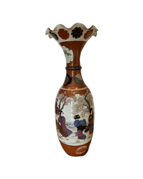 VERY LARGE PAIR 38 INCH JAPANESE FLOOR VASES - ADDITIONAL PHOTO 1