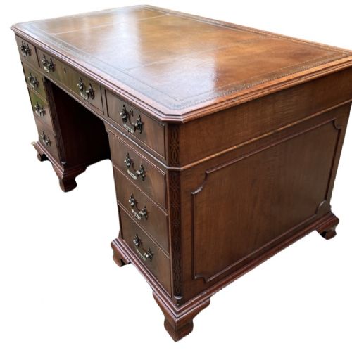 fig 1. Quality Chippendale Style Pedestal Desk