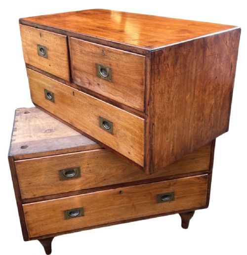 19th.century Teak Campaign Chest of Drawers.
