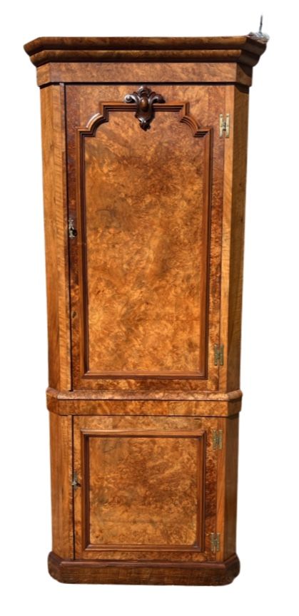 Victorian Burr Walnut Corner Cabinet