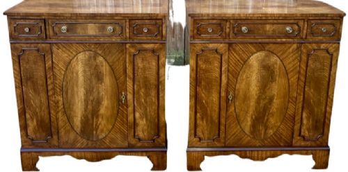 Pair George III Style Mahogany Side Cabinets