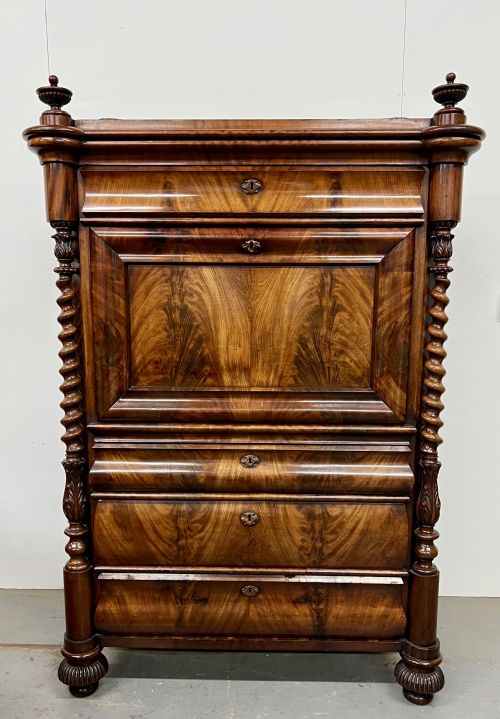 SUPERB BIEDERMEIER MAHOGANY ABATTANT SECRETAIRE DESK - ADDITIONAL PHOTO 1