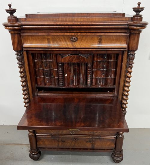 SUPERB BIEDERMEIER MAHOGANY ABATTANT SECRETAIRE DESK - ADDITIONAL PHOTO 2