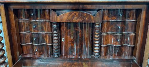 SUPERB BIEDERMEIER MAHOGANY ABATTANT SECRETAIRE DESK - ADDITIONAL PHOTO 4