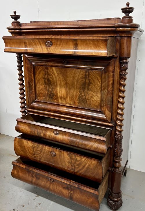 SUPERB BIEDERMEIER MAHOGANY ABATTANT SECRETAIRE DESK - ADDITIONAL PHOTO 9