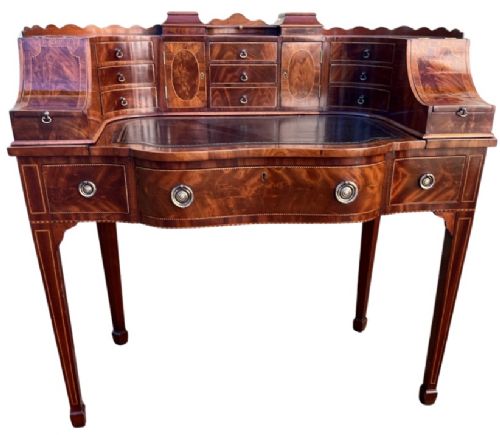 Edwardian Mahogany & Inlaid Carlton House Desk.