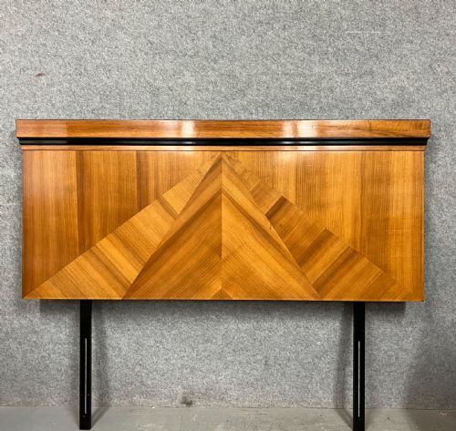 Art Deco 5 Foot Walnut Sun Burst Headboard