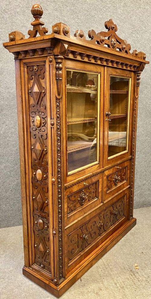 Rare Richard Hicks Bridgens  (1785 - 1846) Walnut Bookcase