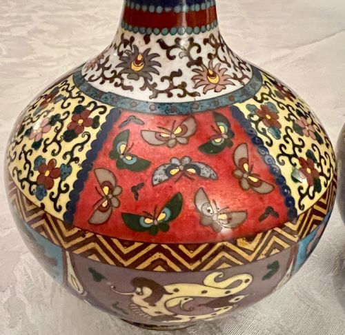 PAIR OF CLOISONN VASES - ADDITIONAL PHOTO 3