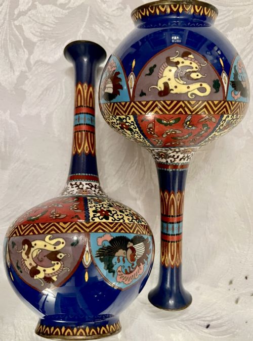 PAIR OF CLOISONN VASES - ADDITIONAL PHOTO 4