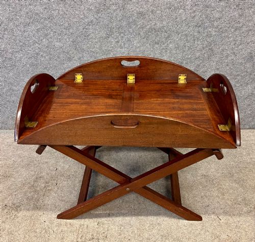 George III Mahogany Butlers Tray on Stand Coffee Table