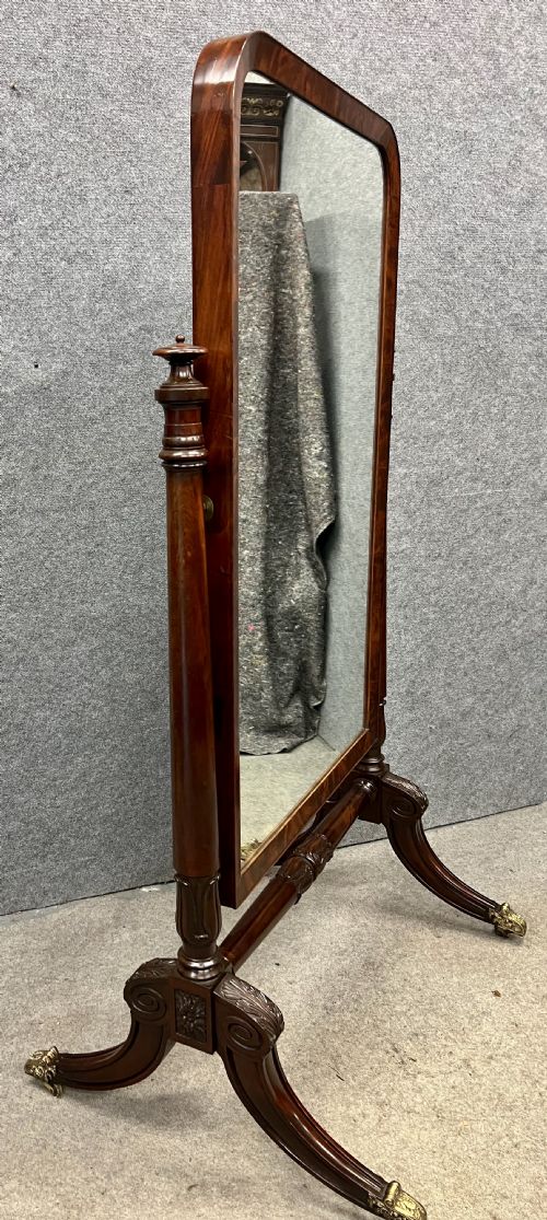 REGENCY MAHOGANY CHEVAL MIRROR - ADDITIONAL PHOTO 1