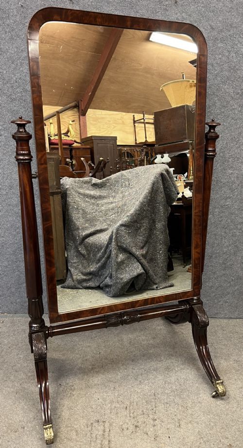 REGENCY MAHOGANY CHEVAL MIRROR - ADDITIONAL PHOTO 8