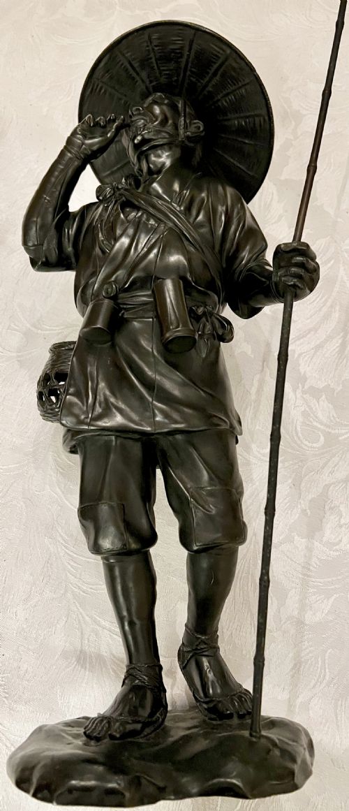 Japanese Meiji Period Bronze Cricket Catcher