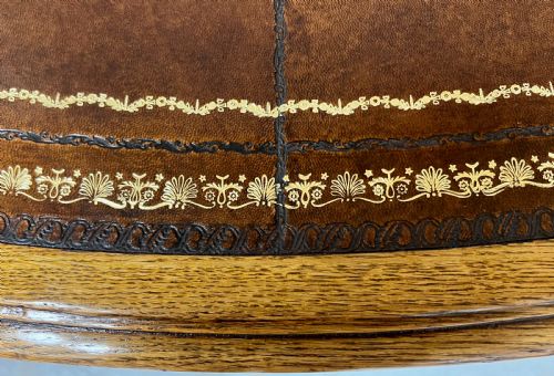 UNUSUAL OVAL VICTORIAN OAK LIBRARY DRUM TABLE - ADDITIONAL PHOTO 6
