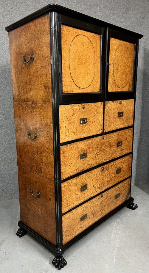 A Stunning Amboyna & Ebony Chinese Campaign Chest