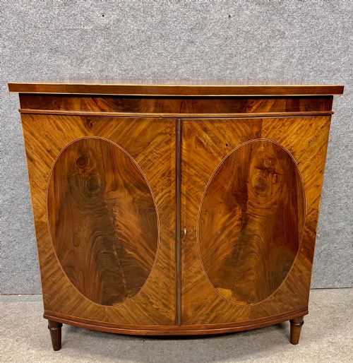Edwardian Sheraton Revival Demi Lune Side Cabinet