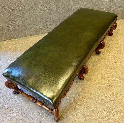 LARGE WALNUT CAROLEAN STYLE LOW HALL SEAT STOOL - ADDITIONAL PHOTO 5