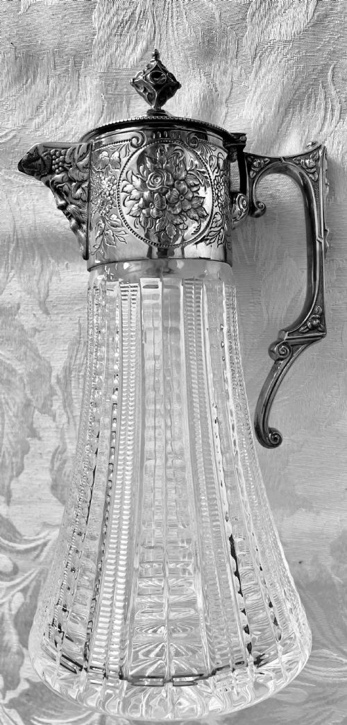 Edwardian Silver Plated & Cut Glass Claret Jug