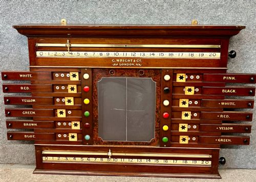G.wright & Co. Of London Mahogany Snooker Scoreboard