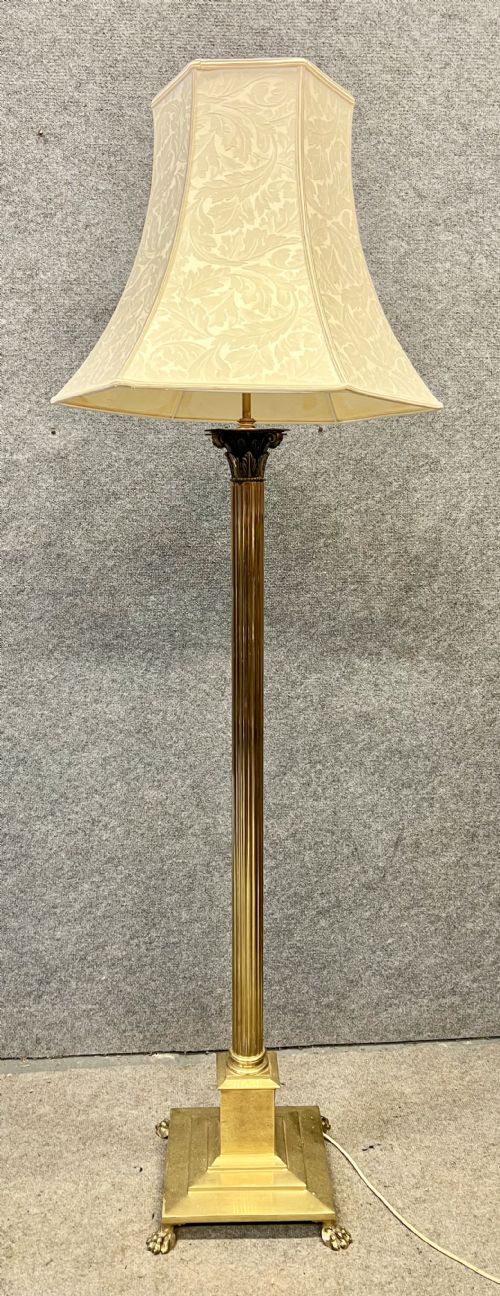 Brass Corinthian Column Standard Lamp