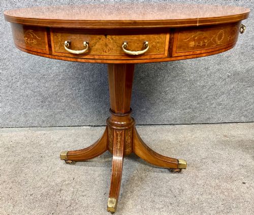 Quality Shoolbred Inlaid Zodiac Centre Drum Table