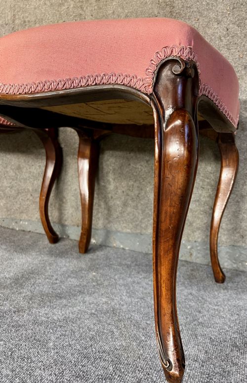 PAIR OF VICTORIAN CABRIOLE LEG STOOLS - ADDITIONAL PHOTO 1