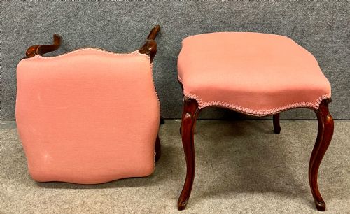 PAIR OF VICTORIAN CABRIOLE LEG STOOLS - ADDITIONAL PHOTO 3