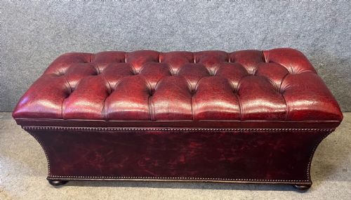 Antique Mahogany and Leather Ottoman