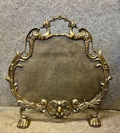 Antique Dragon Decorated Spark Guard Fire Screen