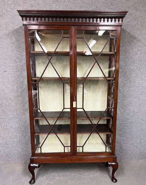 Antique Mahogany Chippendale Style Display Cabinet