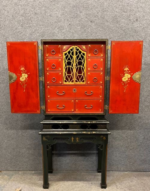 Chinoiserie Lacquer Cabinet on Stand