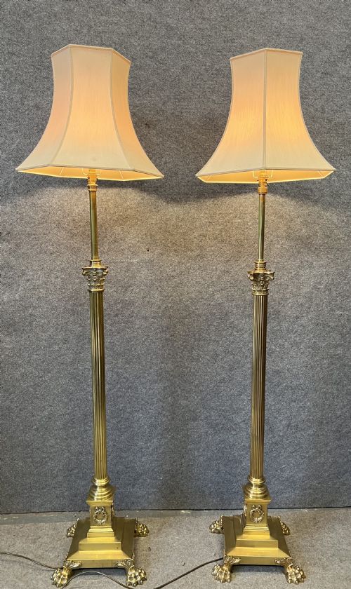 Quality Pair of Adjustable Brass Standard Lamps