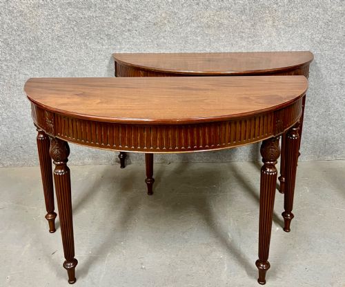 Antique Pair of Demi Lune Console Tables