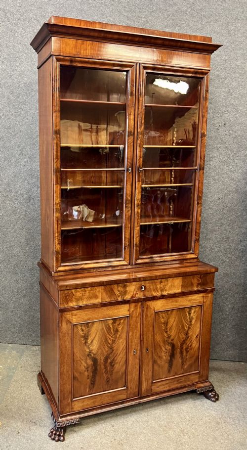 19th.century Biedermeier Figured Mahogany Bookcase