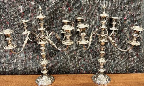 Large Pair of Silver Plated Candelabra