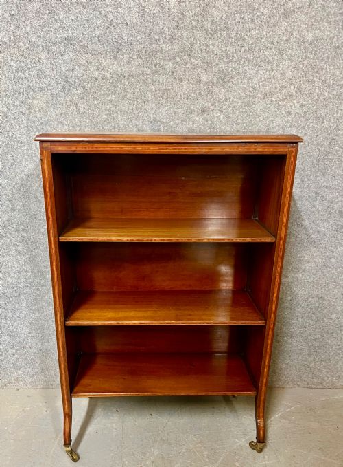 Small Edwardian Inlaid Open Bookcase
