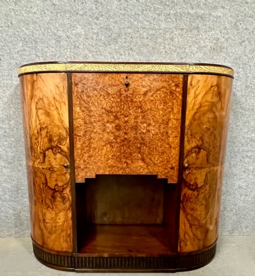Art Deco Walnut & Amboyna Cocktail Cabinet